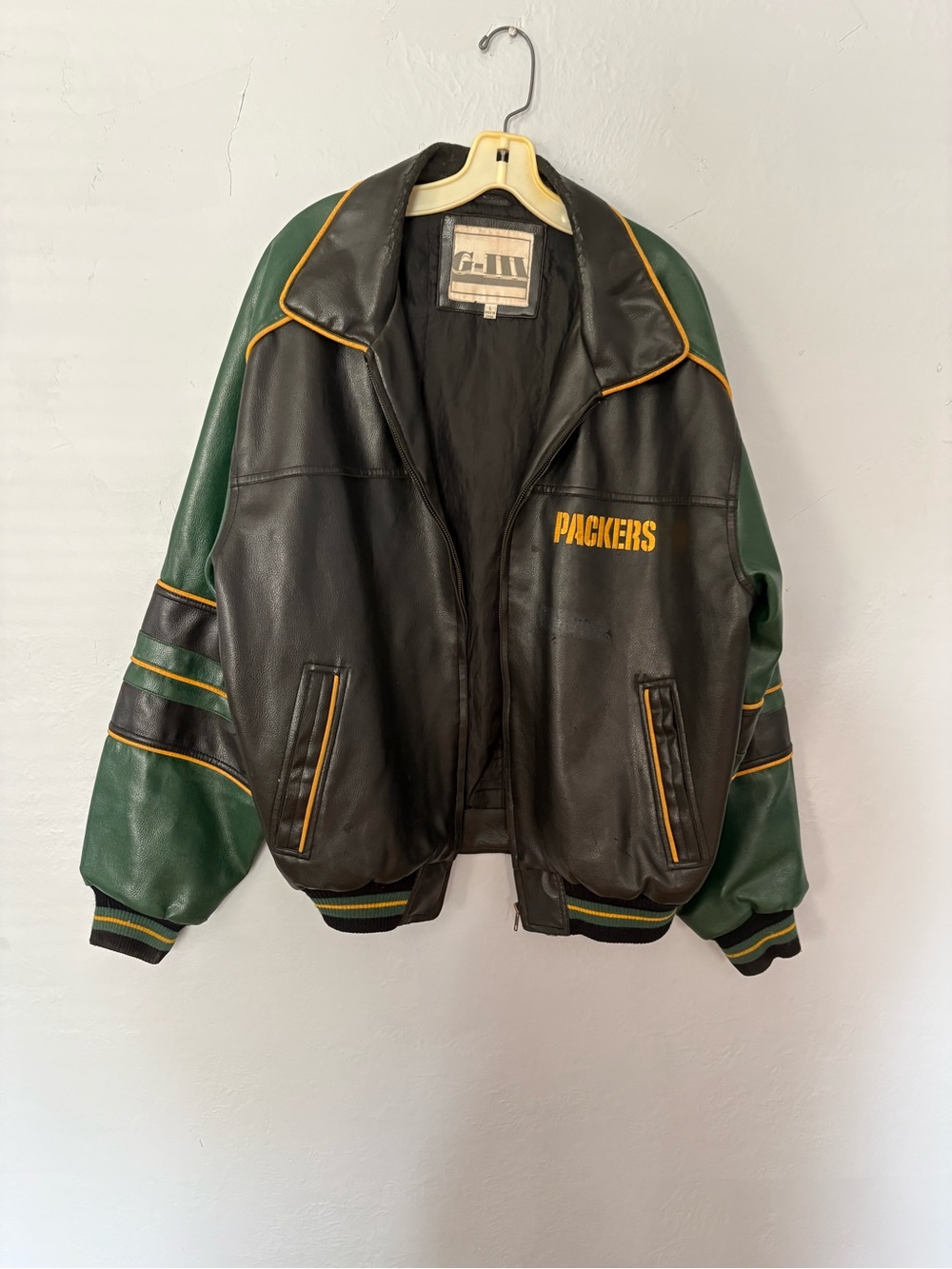 Vintage Packers Black & Green Leather Jacket